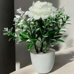 Paper Rose Artificial Flower Pot for Indoor Home Decoration White Marigold Artificial Flowerwith Pot-17