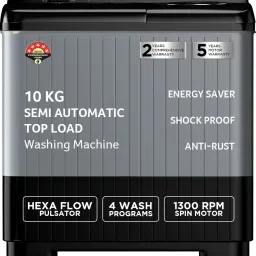 10 kg Semi Automatic Top Load Grey-14
