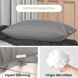 my armor Height Adjustable Microfiber Pillows for Sleeping, 41x61 cm, Without Cover, Microfibre Solid Sleeping Pillow Pack of 4 image 2