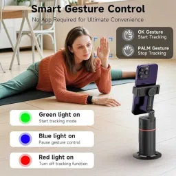 EVAAENTERPRISES Smooth Rotation 360 Degree P02 Gimbal in Auto Face Tracking A.I. Technology 2 Axis Gimbal for Mobile, Camera image 3