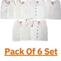 100 % Oragnic White Cotton Embroidered Jhabla Combo ( 0-3 Month )-37