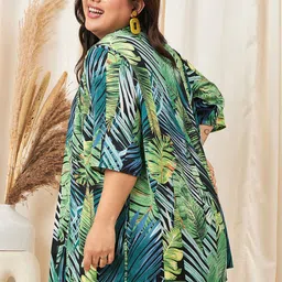 Berrylush Curve Tropical Printed Front Open Shrug With Shorts image 3