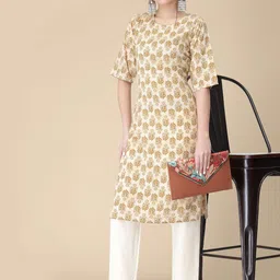 7threads KALINI Floral Printed Crepe Kurta image 2