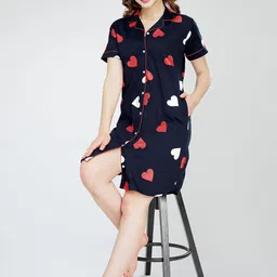 Zeyo Graphic Printed Pure Cotton Shirt Nightdress-picture-13