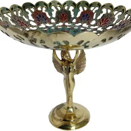 MOZO HUB Brass Multicolor Pari Stand2 Fruit Basket Brass Cake Server-20
