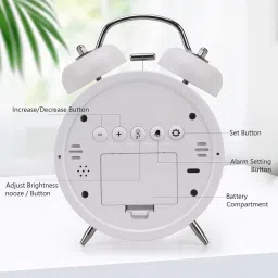 meneflix Digital Twin Bell Alarm Clock Extra Loud for Heavy Sleepers Clock with Night Light Clock image 2