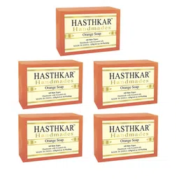 Hasthkar Set of 5 Handmade Orange Soap with Glycerin & Coconut Oil - 125 g Each-18