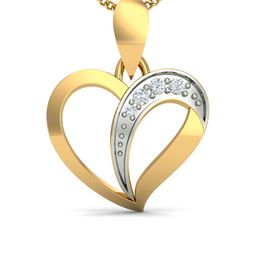 KUBERBOX Dainty Heart 18KT Gold Diamond-Studded Pendant-0.85gm-image-61