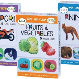 Combo - Fruits & Vegetables + Animals + Transport, Wipe & Clean Activity Flash Cards-26