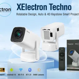 XElectron Techno Android 13 Smart Projector, Brighter, 4X Louder, Remote Focus, 1080P (8400 lm) Portable Projector image 4