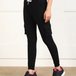 Solid Women Black Track Pants-image-9
