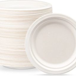 7 Inches 50 Disposable Plate & Bowl & Wooden Spoon for Parties, Birthday, Events Plate, Bowl, Spoon Serving Set-10