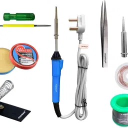Basic Complete Part Type-8 Soldering Iron Kit | Solder Wire | Soldering Paste Flux | Soldering Iron Stand | Tweezer | Desoldering Wick | Soldering Bit | 2 IN 1 Screw Driver | Soldering iron 25 W Simple-7