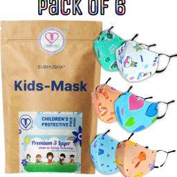 SUPER SAFETY 3 Layer cartoon print kids mask with Adjustable Ear loops Pack Of 6 3-Kids Cartoon Print New-6-PCS-Combo-2 Reusable, Washable Cloth Mask-23