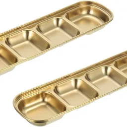 2 Pcs Stainless Steel Dish,Sushi Dipping Condiment Bowls Divided Seasoning Sauce Tray-image-14