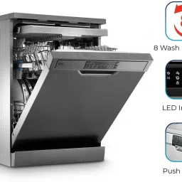 ifb Neptune VX1 Plus, Inox Grey, In Built Heater with Hygienic Steam Drying Built-in 15 Place Settings Dishwasher image 4