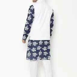 Hangup Men Floral Printed Kurta with Pyjamas With Nehru Jacket image 4