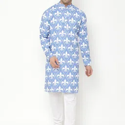 Hangup Men Ethnic Motifs Printed Kurta with Pyjamas image 3