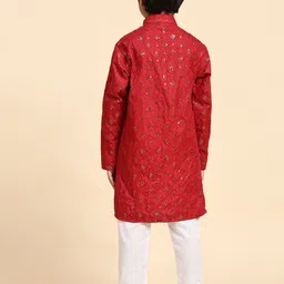 Pro-Ethic STYLE DEVELOPER Boys Geometric Embroidered Sequinned Regular Kurta with Pyjamas image 4