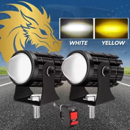 Universal Motorcycle LED HeadLight Spotlights Projector Lens Yellow White Fog Lamp Car, Motorbike, Truck, Van LED (12 V, 36 W)-27