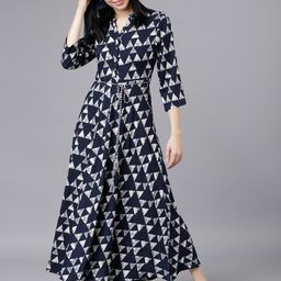 vishudh Women Maxi Blue Midi/Calf Length Dress-picture-1