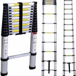 Aluminium Telescopic Ladder 14.4 FT/4.4m Extendable Lightweight 15 Step Aluminium Ladder-15