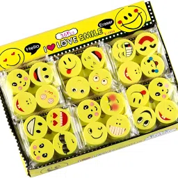 Thin Round Shape Smiley Face Design Attractive Emoji Erasers Set Non-Toxic Eraser-23