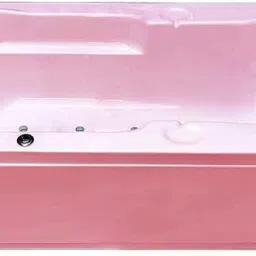 Rex 5.5 Feet Acrylic Rectangular with Front Panel and Bubble Bath - Pink Free-standing Bathtub-0