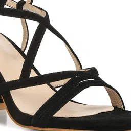 RAG & CO Mid Top Strappy Open Toe Suede Block Heels With Ankle Loop image 3