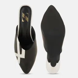 ZENVO Printed Pointed Toe Block Heeled Mules image 5