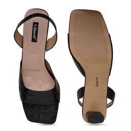 Sherrif Shoes Textured Open Toe Backstrap Block Heels image 5
