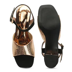 ICONICS Textured Open Toe Block Heels image 4