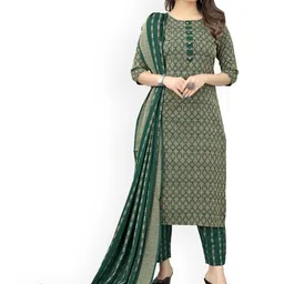 FASHIRE Women Regular Pure Cotton Kurta with Trousers & With Dupatta image 5