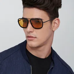 Vincent Chase Unisex Yellow Lens & Black Square Sunglasses with Polarised and UV Protected image 5
