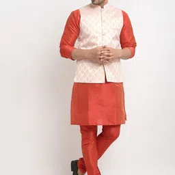 Kaifoo Men Multicoloured Kurta with Churidar & Nehru Jacket image 2