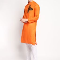 DEVOILER Ethnic Motifs Printed Mandarin Collar Regular Kurta with Pyjamas image 3
