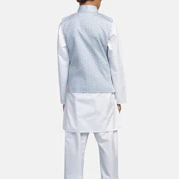 TAHVO Boys Printed Regular Kurta With Pyjamas & Nehru Jacket image 4