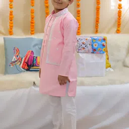 BownBee Boys Embroidered Regular Chanderi Silk Kurta with Pyjamas image 5