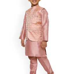 Pro-Ethic STYLE DEVELOPER Boys Mandarin Collar Kurta With Pyjamas & Nehru Jacket image 3