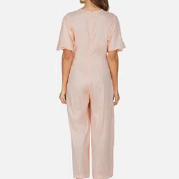 FABNEST Peach-Coloured & Silver-Toned Striped Basic Jumpsuit image 5