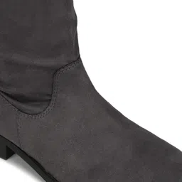 Truffle Collection Charcoal Suede Block Heeled Boots with Tassels image 5