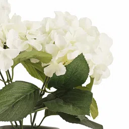 Pure Home and Living White Artificial Hydrangea Bush With Pot image 3