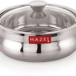 hazel Stainless Steel Casserole for Roti With Glass Lid For Food Serving , Silver Serve Casserole-picture-41