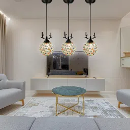 cruv Frosted Glass with Deer Shape Horns Chandelier(Jumar) Hanging Ceiling Light Ceiling Lamp image 3
