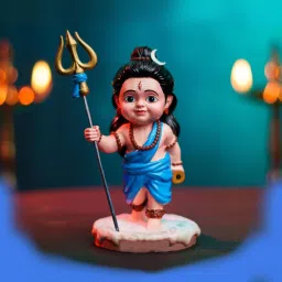 Baal Shiv Cute Idol Status Murti for Home Temple Office Desk Car Dashboard Decorative Showpiece-11 cm-image-5