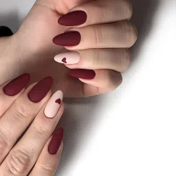 fake artificial designer nails extension press on nails bridal for wedding glue maroon-image-61
