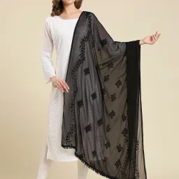 Chiffon Embroidered Black Women Dupatta-image-36
