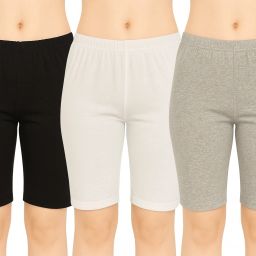 Pack of 3 Solid Women Multicolor Cycling Shorts-image-30
