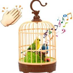 Singing Moving Chirping Beautiful Electronic 2 Birds Pet Toy in Cage-12