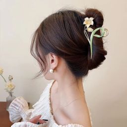Lily Flower Exquisite Design Metal Hair Clutcher Claw Clip Clutch for Women Hair Claw-image-5